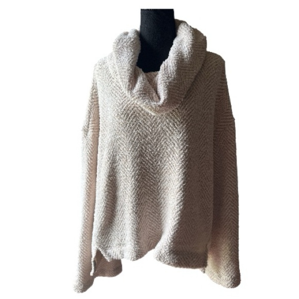 Anthro Cozy Cream Cowl Neck Women's Sweater Size Large
